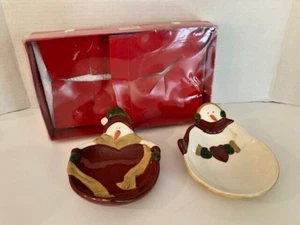 Sonoma Christmas Candy Dishes Snowman Kohls set of 2 - Picture 1 of 9