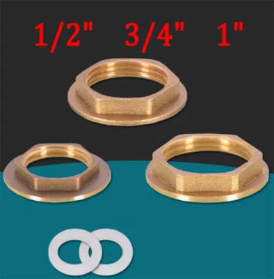 Dadi di bloccaggio esagonale ottone flangia raccordi tubi serbatoio 1/2" 3/4" 1" attacco filettato BSP - Immagine 1 di 4