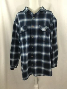 FIELD & STREAM Mens Heavyweight Cotton Shirt Blue White Plaid Button Up - Foto 1 di 10