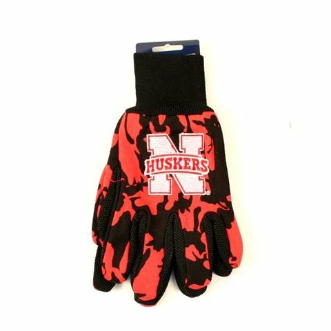McArthur NCAA Nebraska Cornhuskers Camo Style Embroidered Utility Gloves Pair Cover
