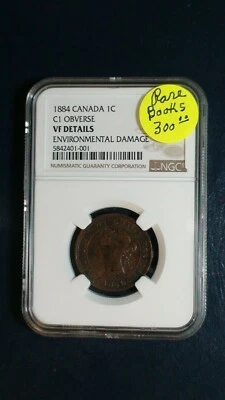 RARE 1884 Canada LARGE CENT NGC VF C1 OBVERSE 1C Coin PRICED TO SELL NOW! - Image 1 of 4