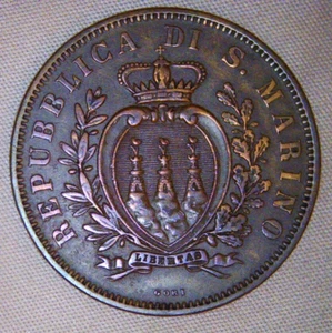 1875 San Marino 10 Centesimi - Picture 1 of 2