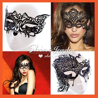 SEXY BLACK LACE EYE MASK MASQUERADE PARTY BALL FANCY DRESS LADIES GIRLS COSTUME - Изображение 1 из 4