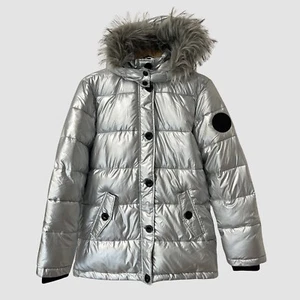 Diesel Teens Silver Metallic Winter Puffer Parka Jacket Size 16( teen) ($280) - Picture 1 of 13