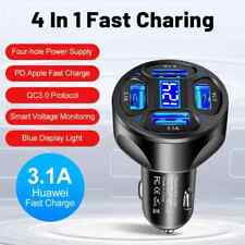 4 In 1 USB Car Charger 4 Ports Fast Charger Adapter Mini Cigarette Lighter USB