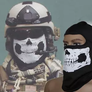 Skeleton Ghost Skull Full Face Mask Tactical Balaclava Costume Halloween Cosplay - Picture 1 of 12