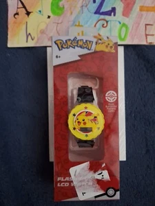 Pokémon Pikachu Flashing LCD Watch Yellow Face Black Band - Picture 1 of 5