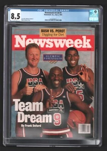 Newsweek The Dream Team July 6, 1992 Newsstand CGC 8.5 Jordan Bird Johnson - Imagen 1 de 2