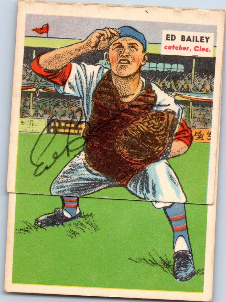 Ed Bailey Signed Autographed 1955 Topps Double Header Baseball Card Redlegs - Image 1 of 4