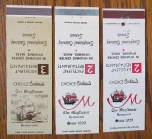 PILGRIM MATCHBOOK STREICHHOLZHÜLLEN: MAYFLOWER RESTAURANT (HYANNIS, MASSACHUSETTS) E17 - Bild 1 von 1