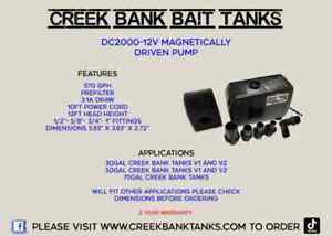 Creek Bank Tanks DC2000-12V Magnetically driven pump 570 gph mag bait tank 