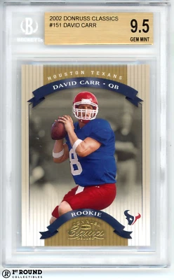 David Carr RC BGS 9.5: 2002 Donruss Classics Rookie Card Highest Subgrades /1000 - Image 1 of 3