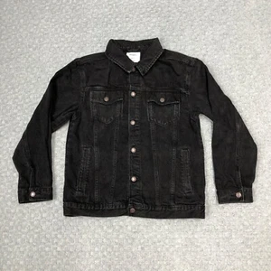 Old Navy Jacket Youth XXL/18 Black Denim TRucker Dark Wash Jean Casual Everyday - Picture 1 of 12