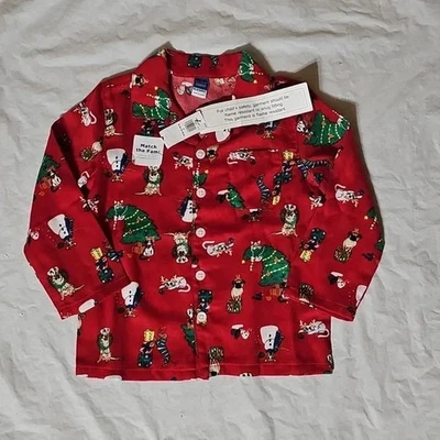 Old Navy Loose-Fit Button Front Matching Pet Print Pajama Top ONLY, 3T New - Image 1 of 4