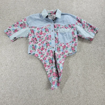 De Colección Gitano Mujer Top S Cambray Floral Botones Corbata Corta Western Rodeo Años 90 Foto 1 de 4