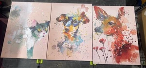 Tier Wandbild Leinwand Hund Katze Hirsch - Bild 1 von 4