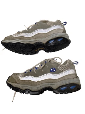 Zapatillas gruesas Skechers Sport Trail para mujer talla 7 gris blanco azul gamuza malla Foto 1 de 4