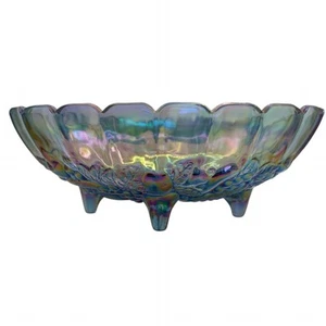 Indiana Harvest Grape Carnival Fruit Bowl Blue Colony Vintage - Picture 1 of 12