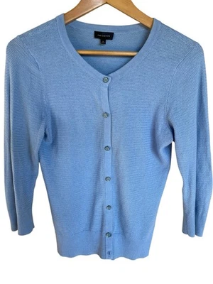 Новый без ценников ограниченный небесно-голубой свитер-кардиган на пуговицах хлопок средний легкий - Изображение 1 из 4