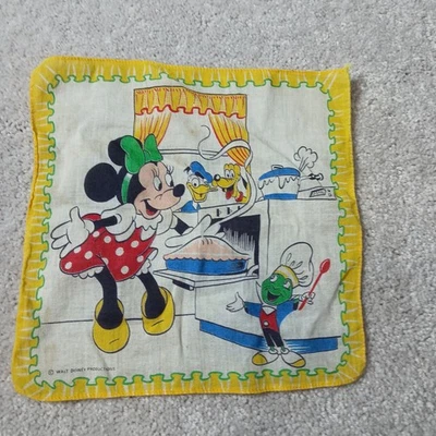 Pañuelo vintage Hanky Hankie Walt Disney Productions Chef Minnie Mouse  Foto 1 de 4