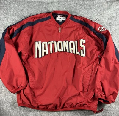 VTG Y2K Washington Nationals Majestic MLB Quarter Zip Jacket Size L Red - Image 1 of 4