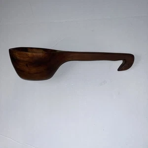 Riesige frühe antike handgeschnitzte Holzkelle Schaufel Hakengriff Patina aus dem 19. Jh. - Bild 1 von 15