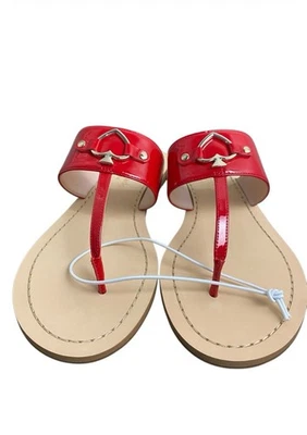 Sandalias de Tanga Kate Spade Logo New York Cassia Rojo Charol Talla 8, Nuevas con Etiquetas Foto 1 de 4