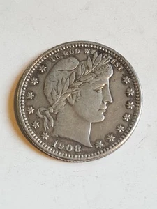 1908D Barber Quarter - Picture 1 of 2