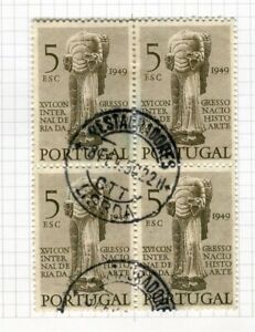 PORTUGAL; 1949 early Art History issue fine used 5E. BLOCK of 4