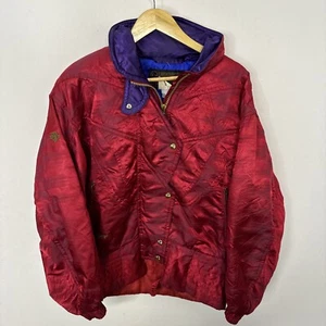 Vintage Descente Ski Jacket 80s 90s Red Loud Woman 12  - Picture 1 of 9