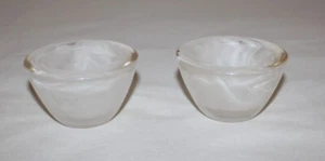 Party Lite Heavy Glass Votive Candle Holder With Milky White Swirling - Picture 1 of 10