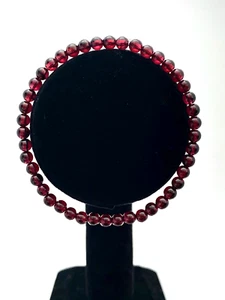 Natural Red Rhodolite Garnet 7.0" 4.2mm Gemstone Bead Bracelet w/Stretch Cord - Picture 1 of 2