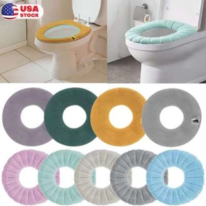 Toilet Seat Cover Soft Thicker Warmer Stretchable Washable Cushion Mat Bathroom - Picture 1 of 23