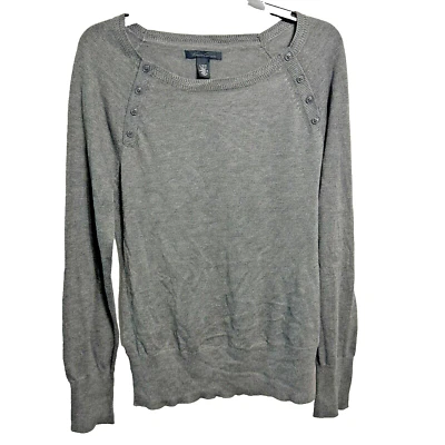Suéter feminino Kenneth Cole tamanho médio cinza malha manga longa botão clássico - Imagem 1 de 4