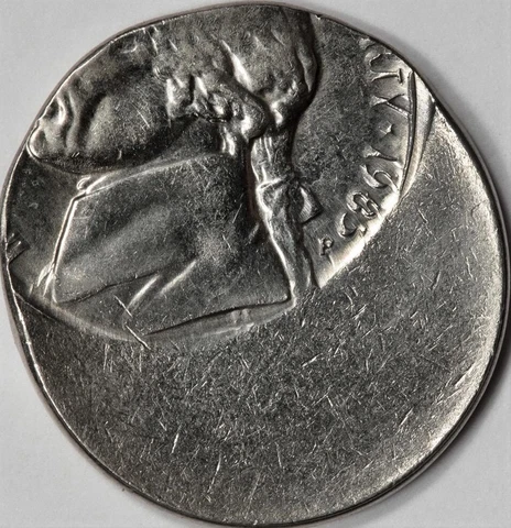 1985-p Jefferson Nickel US Mint Error 5c Coin FULL STEPS off center Cover