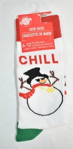 Calcetines Adultos Crew Fiesta Novedad 1 Par Navidad Muñeco de Nieve Talla 6-12 Nuevos - Imagen 1 de 5