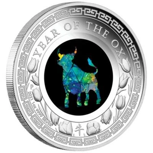 Silbermünze Jahr des Ochsen Lunar Opal-Serie (6.) 2021 - Australien - 1 Oz PP - Bild 1 von 5