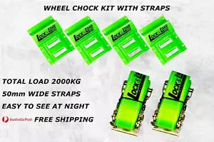 LOCK & LOAD RW04 WHEEL CHOCK KIT TIE DOWN CAR TRAILER AND ATV 2.5mtr STRAPS - Picture 1 of 5