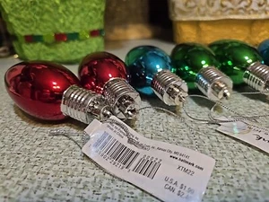 Super Rare Find! 8 Holiday Gift/Tree Trim Bulb Style Ornaments - Picture 1 of 3