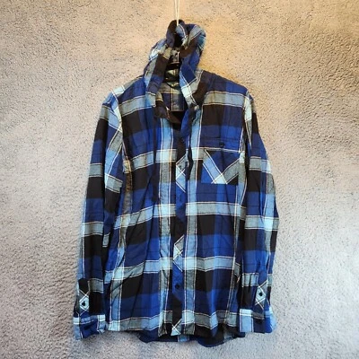 VTG Gotcha Shirt Men's XL Multicolor Plaid Cotton Long Sleeve Hooded Button Up - Image 1 of 4
