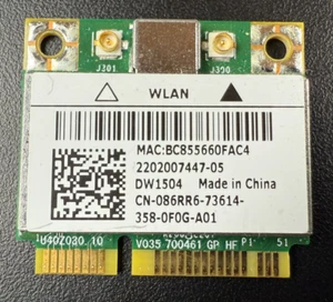 Dell Latitude E5430 E6430 Laptop DW1504 802.11n WiFi Card Wireless Adapter 86RR6 - Afbeelding 1 van 3