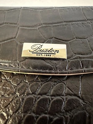 Cartera sin asas Buxton para mujer marrón cocodrilo cuero tarjeta de crédito identificación moneda plegable Foto 1 de 4