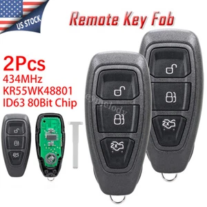 2 Car Key Remote Fob 3 Button 164R8048 for Ford Fiesta 2011-2019 C-Max 2013-2018 - Picture 1 of 7