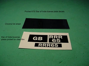 "STAR OF INDIA" LICENSE PLATE DECAL SET for POCHER K75 1/8 ROLLS ROYCE TORPEDO - Picture 1 of 12