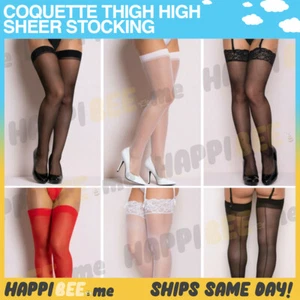 Coquette Thigh High Sheer Stocking🍯Sexy Body Fishnet Lace Pantyhose Lingerie US - Picture 1 of 69