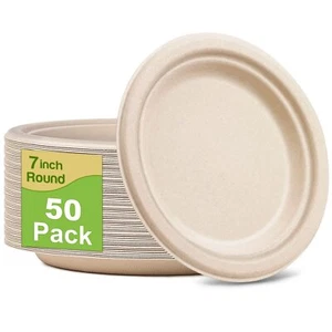 Small Paper Plates 7 Inch 50 Pack Disposable Plates Bulk Dessert Cake Party Pape - Picture 1 of 6