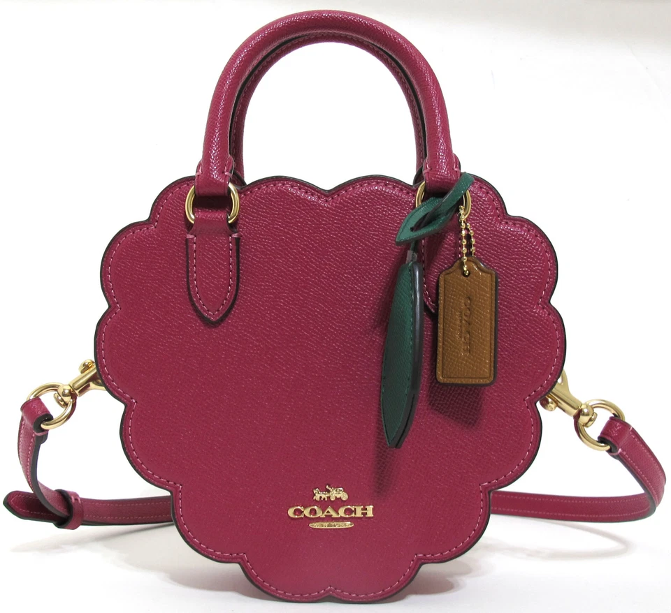 COACH Crossgrain Leather Raspberry Shape Crossbody/Satchel Bag Bright Violet