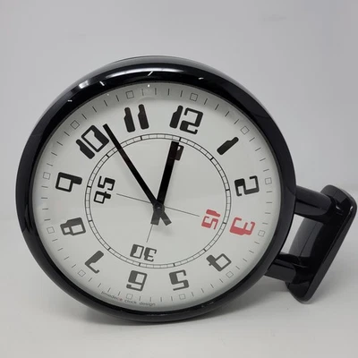 Timedeco Clock Design Double Sided Black Wall Mount Station Clock - Image 1 of 4