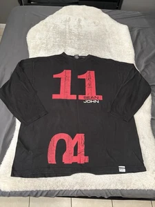 Camisa Sean John Y2K Gráfica Negra Desteñida Manga Larga Talla XXL - Imagen 1 de 7