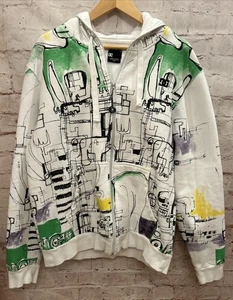 DC Shoes Herren großer weißer Hoodie mit durchgehendem Reißverschluss Pinkman Urban Graffiti - Bild 1 von 8